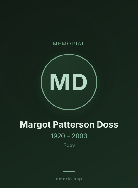 Memorial portrait of Margot Patterson Doss