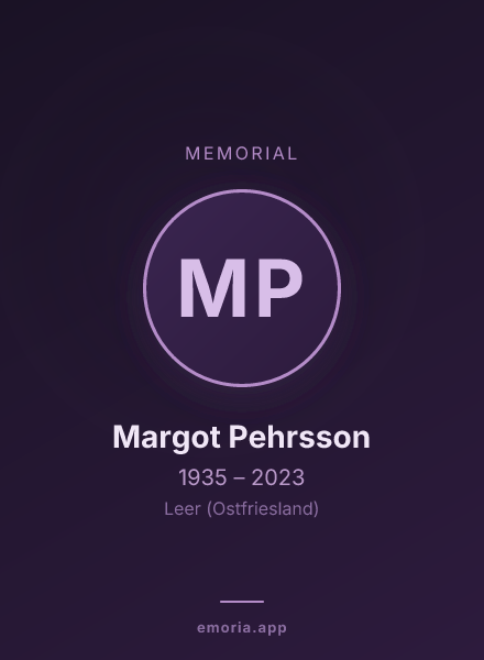 Memorial portrait of Margot Pehrsson