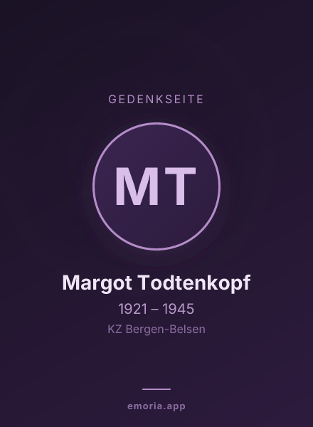 Gedenkportrait von Margot Todtenkopf