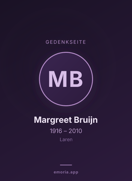Gedenkportrait von Margreet Bruijn