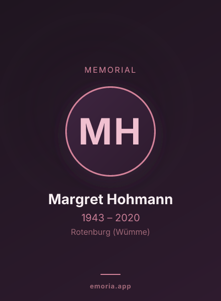 Memorial portrait of Margret Hohmann