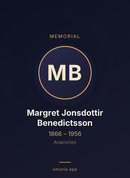 Memorial portrait of Margret Jonsdottir Benedictsson