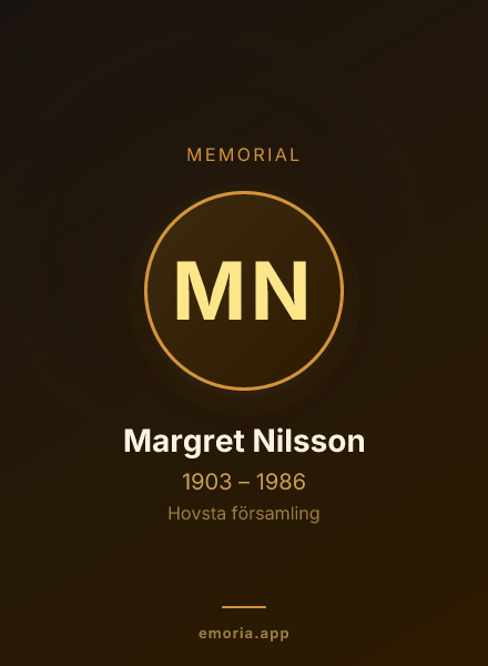 Memorial portrait of Margret Nilsson