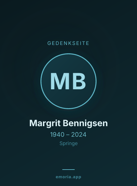 Gedenkportrait von Margrit Bennigsen
