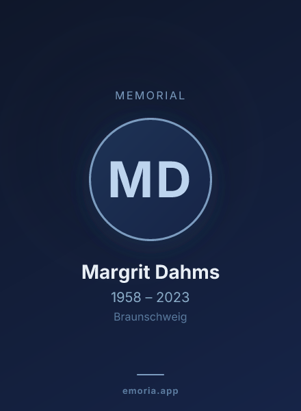 Memorial portrait of Margrit Dahms