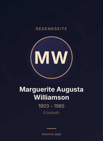 Gedenkportrait von Marguerite Augusta Williamson