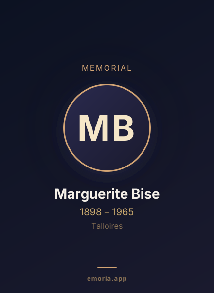 Memorial portrait of Marguerite Bise