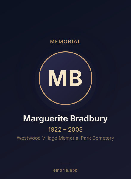 Memorial portrait of Marguerite Bradbury