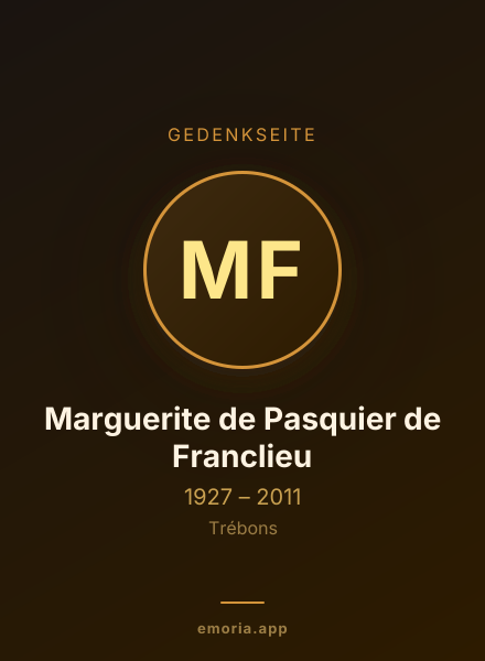 Gedenkportrait von Marguerite de Pasquier de Franclieu