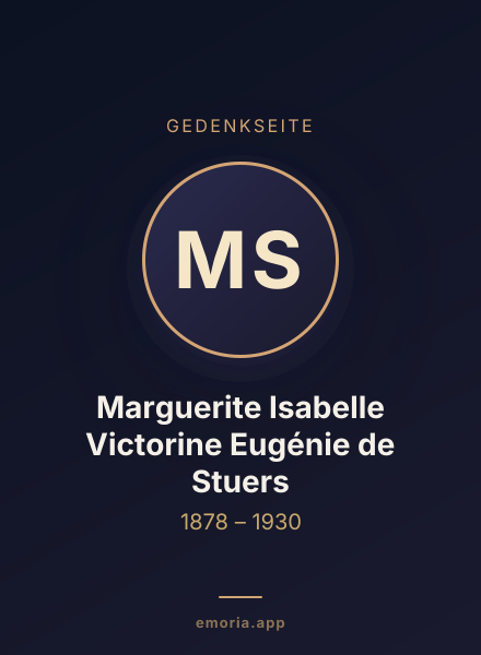Gedenkportrait von Marguerite Isabelle Victorine Eugénie de Stuers