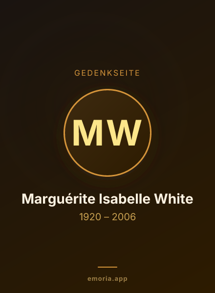 Gedenkportrait von Marguérite Isabelle White