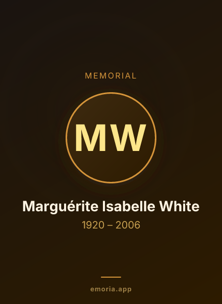 Memorial portrait of Marguérite Isabelle White