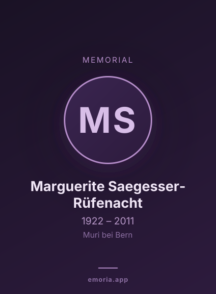 Memorial portrait of Marguerite Saegesser-Rüfenacht