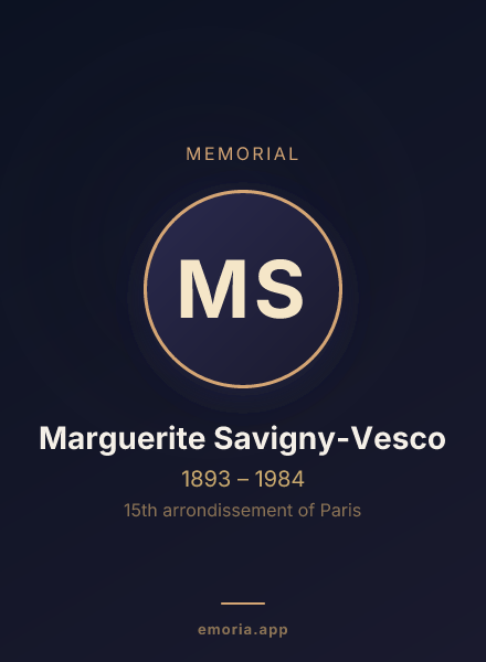 Memorial portrait of Marguerite Savigny-Vesco