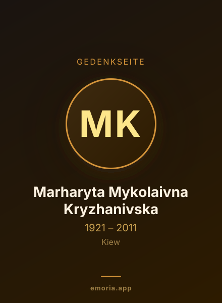 Gedenkportrait von Marharyta Mykolaivna Kryzhanivska
