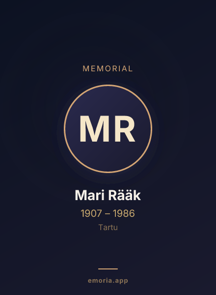 Memorial portrait of Mari Rääk