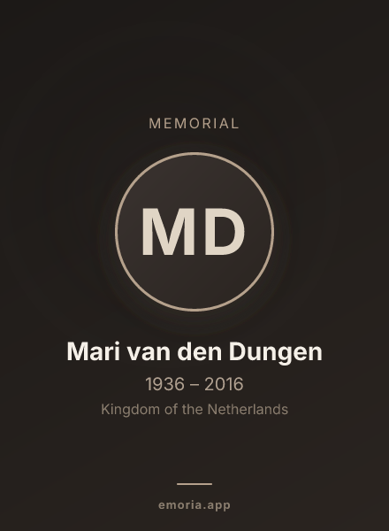Memorial portrait of Mari van den Dungen