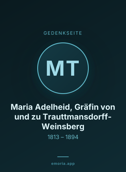 Gedenkportrait von Maria Adelheid, Gräfin von und zu Trauttmansdorff-Weinsberg