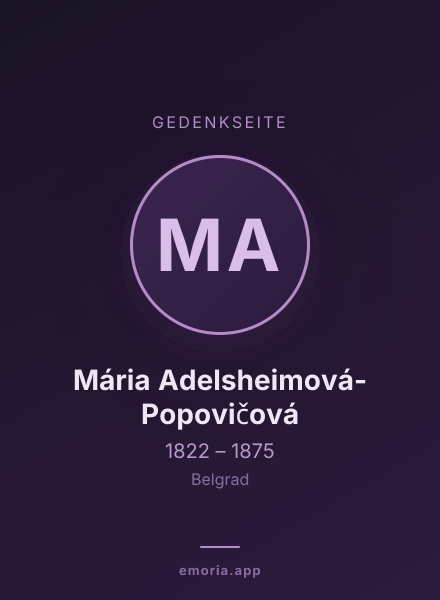 Gedenkportrait von Mária Adelsheimová-Popovičová