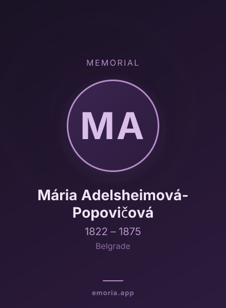 Memorial portrait of Mária Adelsheimová-Popovičová