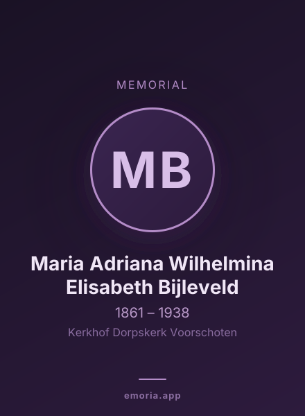 Memorial portrait of Maria Adriana Wilhelmina Elisabeth Bijleveld