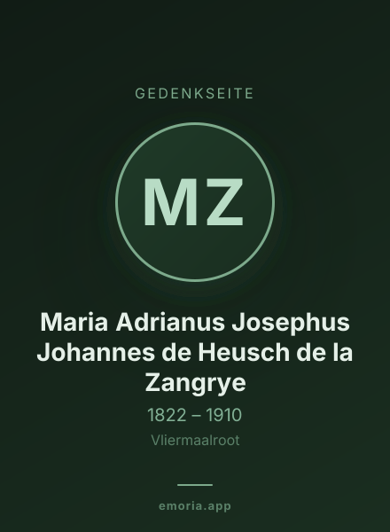 Gedenkportrait von Maria Adrianus Josephus Johannes de Heusch de la Zangrye