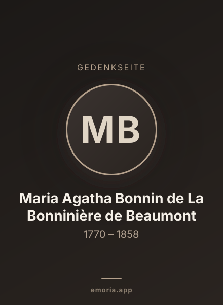 Gedenkportrait von Maria Agatha Bonnin de La Bonninière de Beaumont