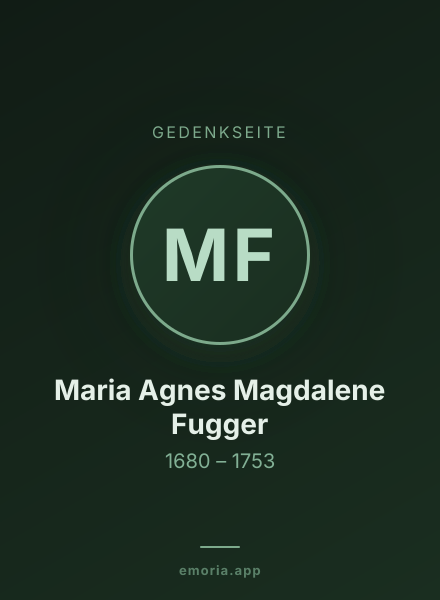 Gedenkportrait von Maria Agnes Magdalene Fugger