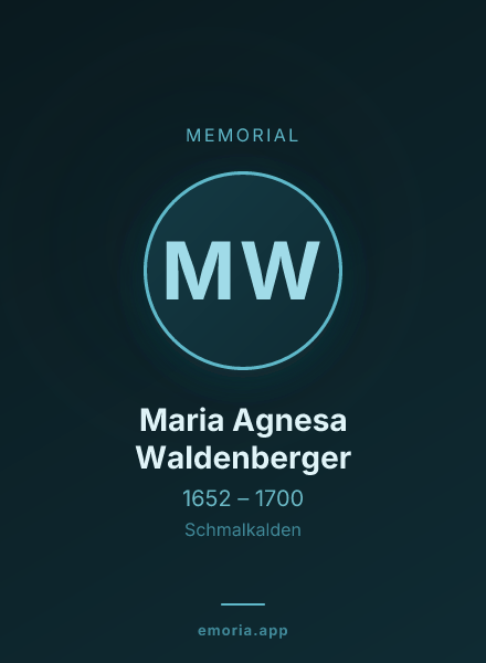 Memorial portrait of Maria Agnesa Waldenberger