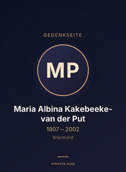 Gedenkportrait von Maria Albina Kakebeeke-van der Put