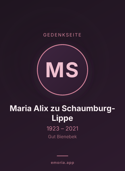 Gedenkportrait von Maria Alix zu Schaumburg-Lippe