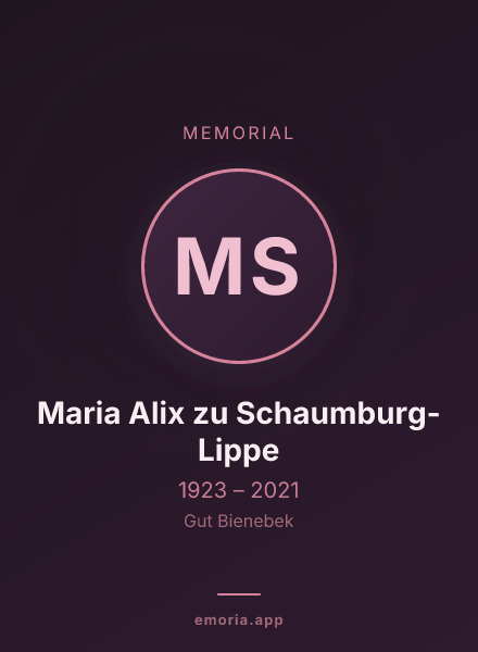 Memorial portrait of Maria Alix zu Schaumburg-Lippe