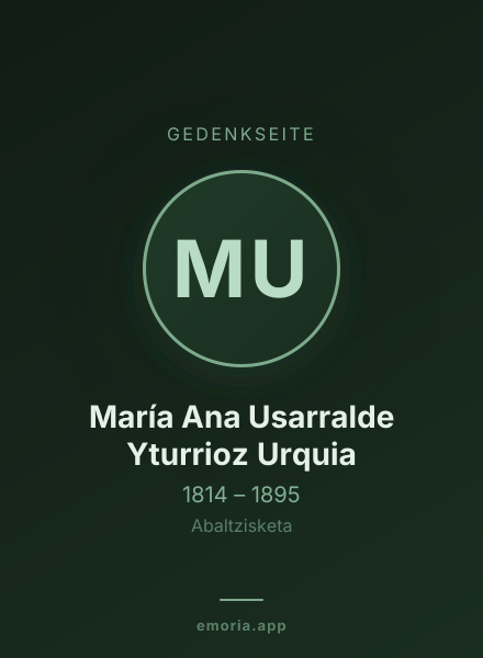 Gedenkportrait von María Ana Usarralde Yturrioz Urquia