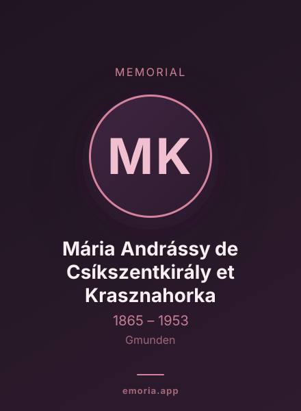 Memorial portrait of Mária Andrássy de Csíkszentkirály et Krasznahorka