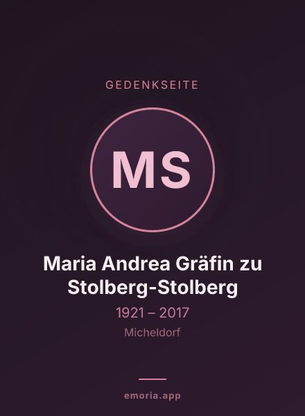 Gedenkportrait von Maria Andrea Gräfin zu Stolberg-Stolberg