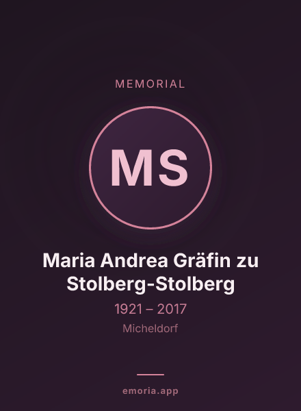 Memorial portrait of Maria Andrea Gräfin zu Stolberg-Stolberg