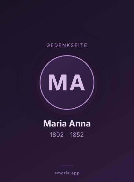 Gedenkportrait von Maria Anna