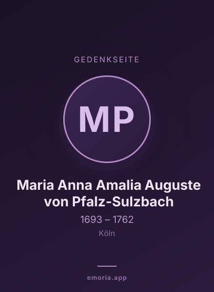 Gedenkportrait von Maria Anna Amalia Auguste von Pfalz-Sulzbach