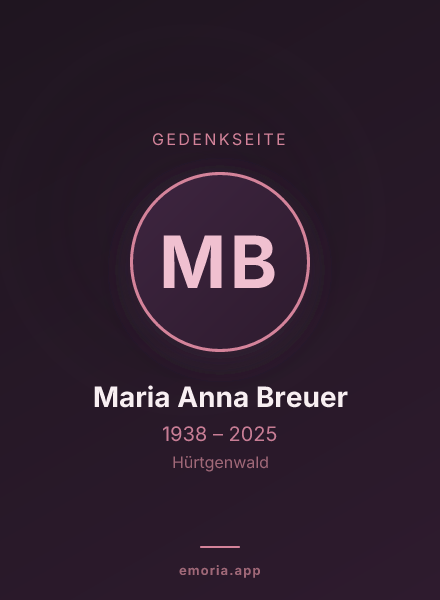 Gedenkportrait von Maria Anna Breuer