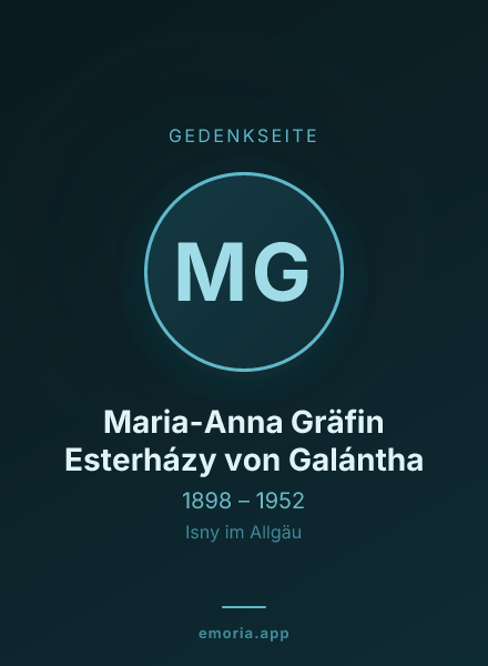 Gedenkportrait von Maria-Anna Gräfin Esterházy von Galántha