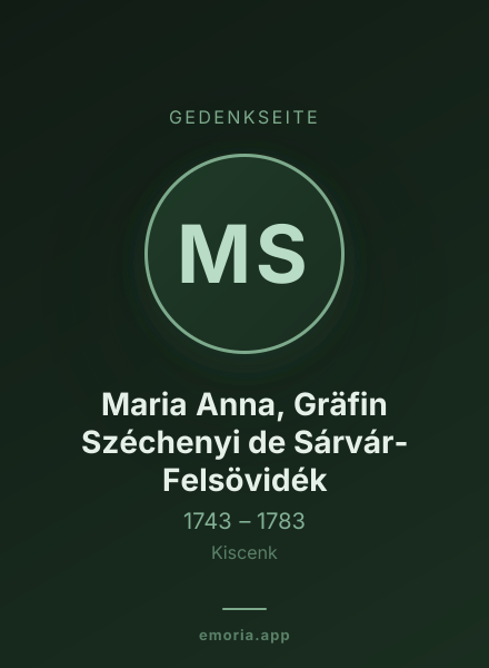 Gedenkportrait von Maria Anna, Gräfin Széchenyi de Sárvár-Felsövidék