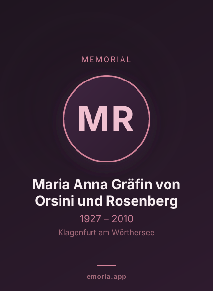 Memorial portrait of Maria Anna Gräfin von Orsini und Rosenberg