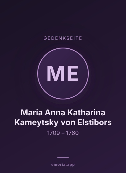 Gedenkportrait von Maria Anna Katharina Kameytsky von Elstibors