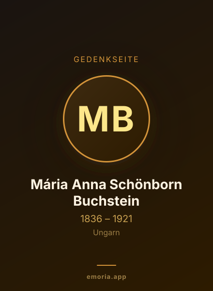 Gedenkportrait von Mária Anna Schönborn Buchstein