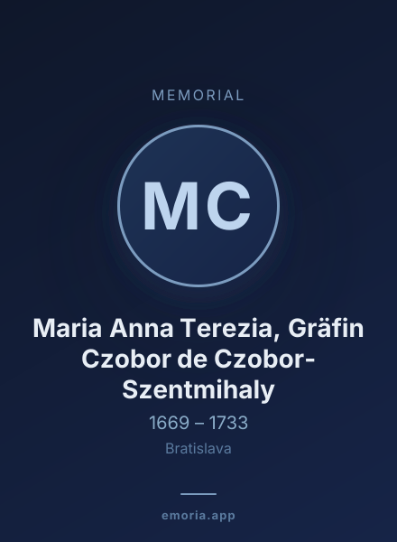Memorial portrait of Maria Anna Terezia, Gräfin Czobor de Czobor-Szentmihaly