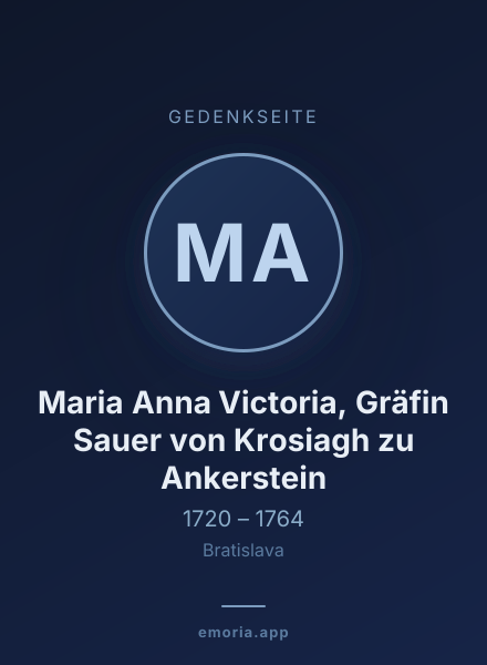 Gedenkportrait von Maria Anna Victoria, Gräfin Sauer von Krosiagh zu Ankerstein