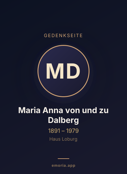 Gedenkportrait von Maria Anna von und zu Dalberg
