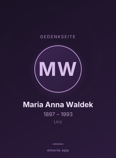 Gedenkportrait von Maria Anna Waldek