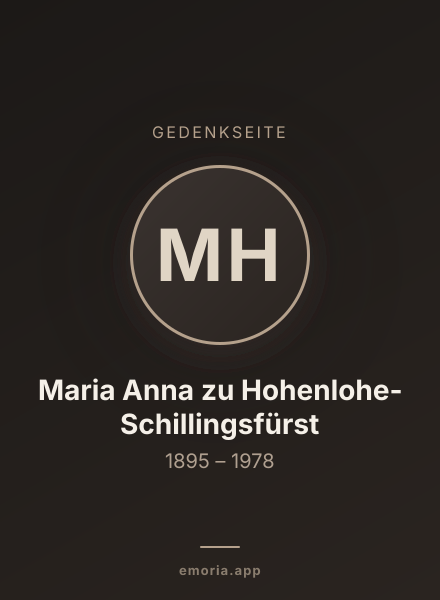 Gedenkportrait von Maria Anna zu Hohenlohe-Schillingsfürst
