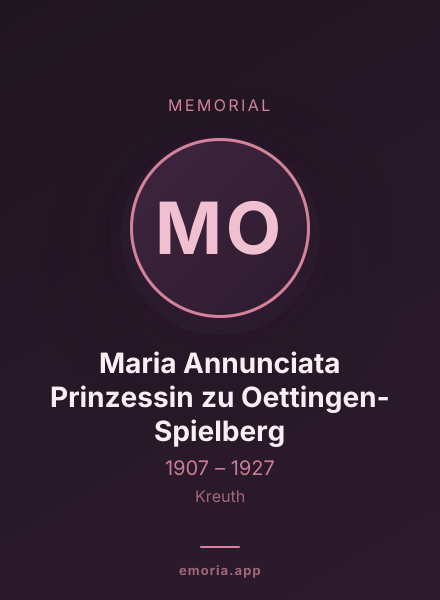 Memorial portrait of Maria Annunciata Prinzessin zu Oettingen-Spielberg